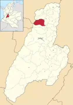 Location of the municipality and town of Murillo, Tolima in the Tolima Department of Colombia.