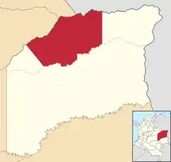 Location of the town and municipality of La Primavera in the Department of Vichada.