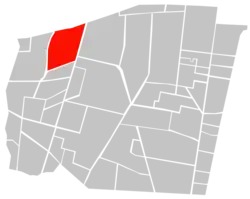 Location of Colonia Nápoles (in red) within Benito Juárez borough