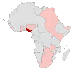 Southern Nigeria (red) British possessions in Africa (pink) 1913