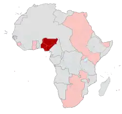 Nigeria (red) British possessions in Africa (pink) 1914