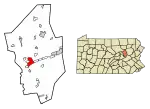 Location of Bloomsburg in Columbia County, Pennsylvania.