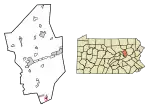 Location of Centralia in Columbia County, Pennsylvania.