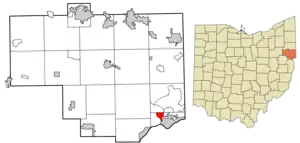 Location of La Croft in Columbiana County and in the State of Ohio
