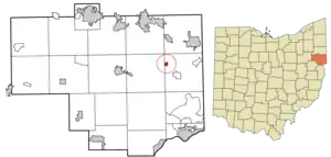 Location of Rogers in Columbiana County and in the State of Ohio