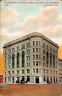 Old postcard of Commercial National Bank Building in Houston