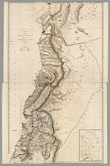 A detailed map of Palestine from the 19th century