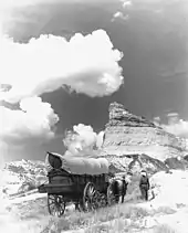 A restored Conestoga wagon at Scotts Bluffs National Monument