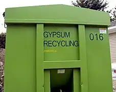 Recycling bin used during the construction of Pyburn Mews, Massachusetts, USA