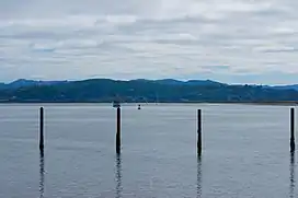 Coos Bay looking east toward the McCullough Memorial Bridge