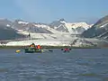 Rafters and Child's Glacier on the lower Copper River
