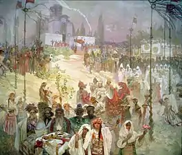 Mucha's The Slav Epic cycle No.6: The Coronation of Serbian Tsar Štěpán Dušan (1926)