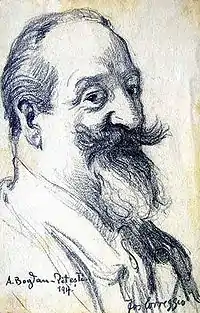 Anonymous sketch of Bogdan-Piteşti, 1917 (signed Correggio)