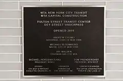 Plaque on the Dey Street Underpass