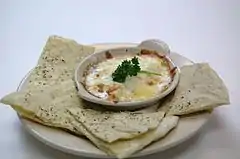 Crab dip served with flatbread