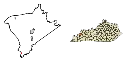 Location of Dycusburg, in Crittenden County, Kentucky