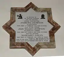 Crompton memorial, interior south wall