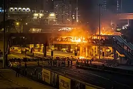 Fire in the Cross-Harbour Tunnel bridge connecting the MTR station and PolyU
