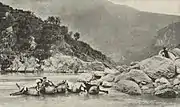 Using inflated animal skins to cross the Sutlej River, c.&nbsp;1905