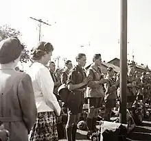 Scouts pray at Kelenföld Train Station