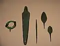 Bracelet, copper dagger, awl and javelin points, Spain.
