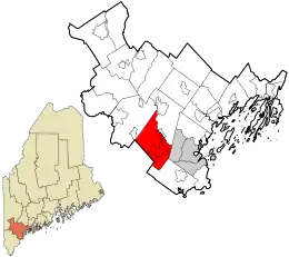 Location in Cumberland County and the state of Maine.