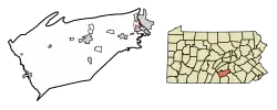 Location of Wormleysburg in Cumberland County, Pennsylvania.