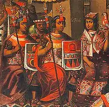 The Marriage of Captain Martin de Loyola to Beatriz Ñusta, detail, c. 1675–1690, Church of la Compañía de Jesús, Cuzco