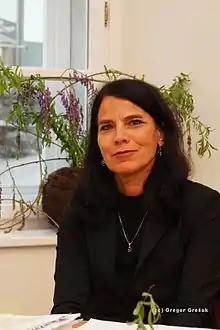 Cvetka Bevc at a literary evening in Žiri, Skofja Loka, in April 2011. Photo: Gregor Grešak