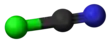 Ball and stick model of cyanogen chloride