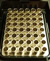 Image 34Inside of a 48-well thermal cycler, a device used to perform polymerase chain reaction on many samples at once (from History of biology)