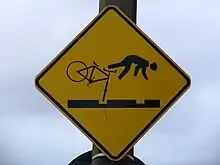 Cyclist falling over their front wheel stuck in groove