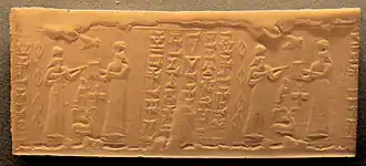 Cylinder seal of Kassite king Kurigalzu II (c. 1332–1308 BC). Louvre Museum AOD 105