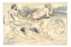 Naiads, a drawing by Cyprian Kamil Norwid