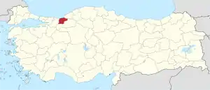 Location of Düzce Province in Turkey