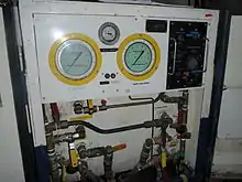 Control panel of a basic deck decompression chamber