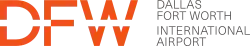 The DFW logo: the letters "DFW" in orange with "Dallas Fort Worth International Airport" in gray to the right of the orange letters