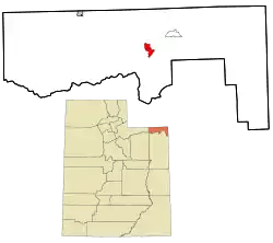 Location within Daggett County and the State of Utah