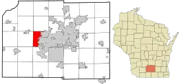 Location in Dane County and the state of Wisconsin.
