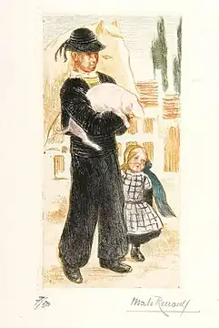 In the farmyard, drypoint 1902, edition Edmond Sagot