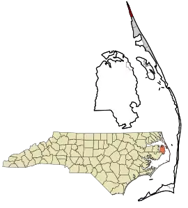 Location in Dare County and the state of North Carolina.