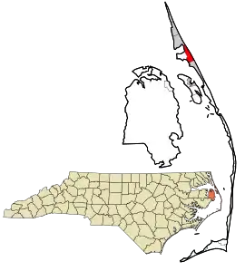 Location in Dare County and the state of North Carolina.