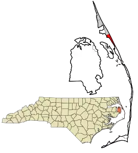 Location in Dare County and the state of North Carolina.