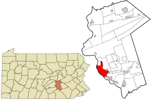 Location of Harrisburg in Dauphin County, Pennsylvania
