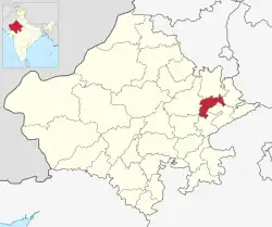 Location of Dausa district in Rajasthan