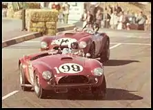 Dave MacDonald and Ken Miles in Shelby Cobras finish one-two at Dodger Stadium in March 1963