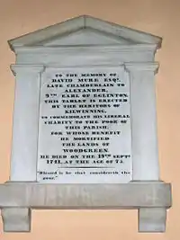 David Mure's memorial. He was the Earl's Chamberlain.