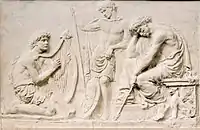 "David playing before Saul", 1885, terracotta panel