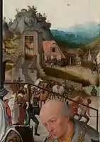 Right side: Caspar, retinues and landscape