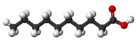 Ball-and-stick model of decanoic acid